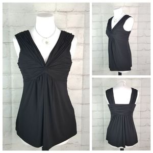 Suzy Shier M Black Empire Waist Gathered Tank Top